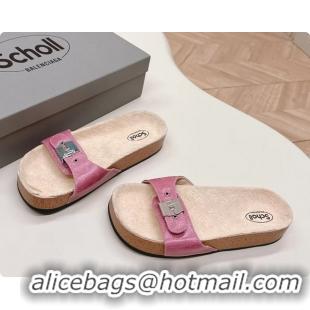 Grade Balenciaga Scholl Flat Sandal Purple Glossy Arena Storico Lambskin 6061107