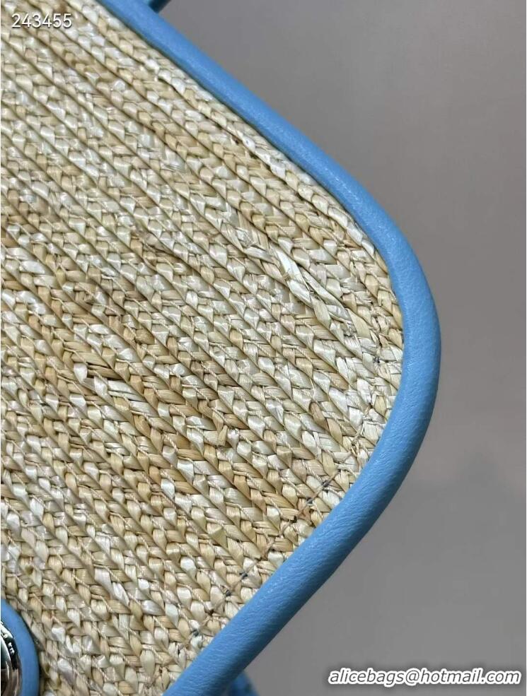 Inexpensive Chanel Raffia Straw and Calfskin Large Flap Bag AS5929 Light Blue 2025