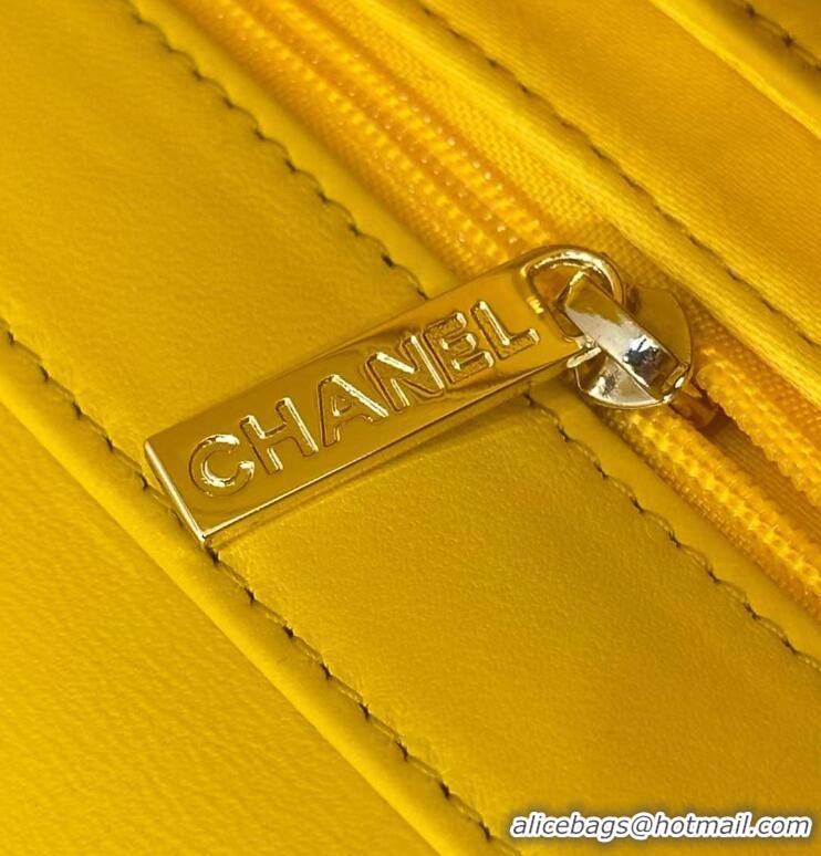 Best Quality Chanel Raffia Straw and Calfskin Large Flap Bag AS5929 Yellow 2025