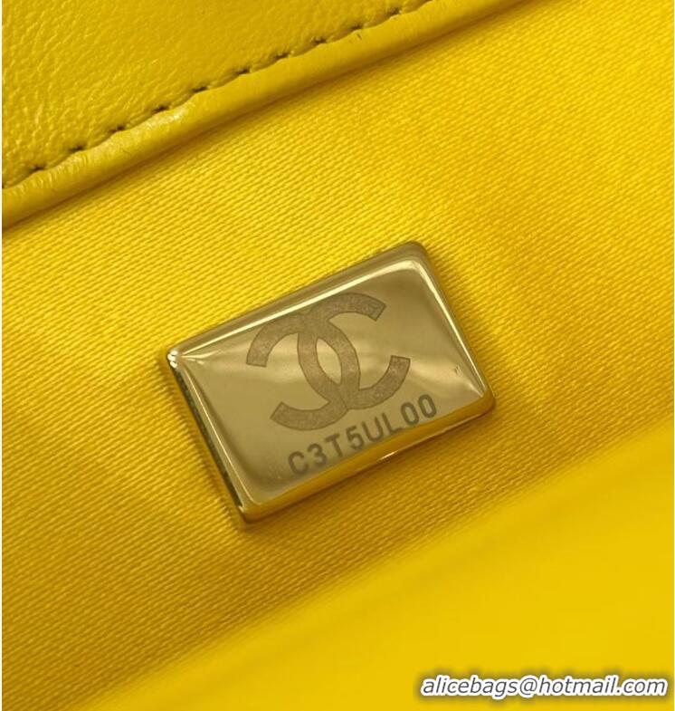 Best Quality Chanel Raffia Straw and Calfskin Large Flap Bag AS5929 Yellow 2025