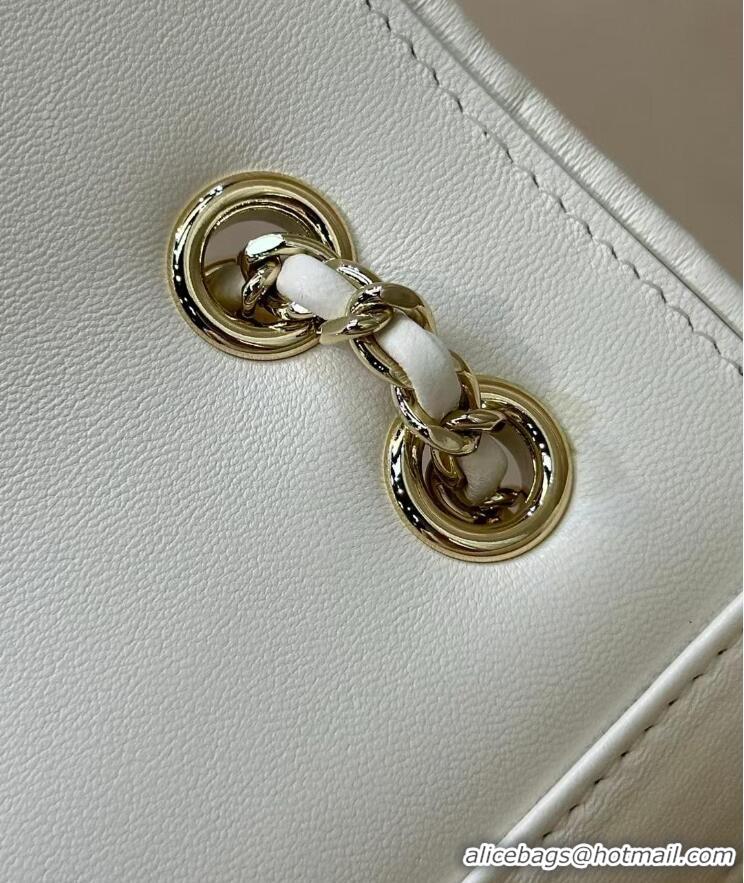 Buy Discount Chanel Raffia Straw and Calfskin Large Flap Bag AS5929 White/Beige 2025