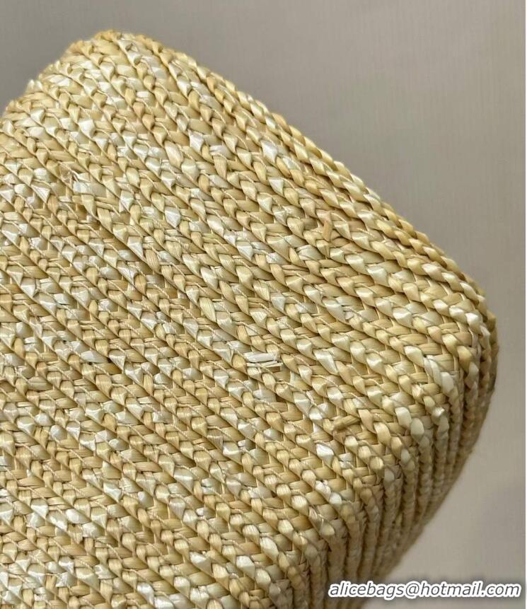 Low Cost Chanel Raffia Straw and Calfskin Large Flap Bag AS5929 Pink 2025