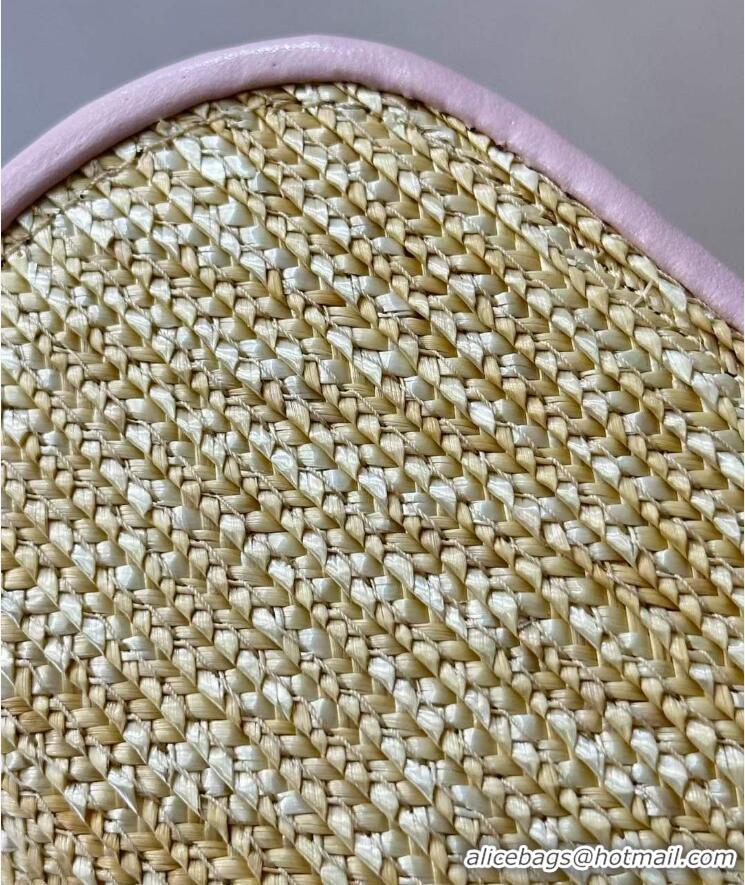 Low Cost Chanel Raffia Straw and Calfskin Large Flap Bag AS5929 Pink 2025