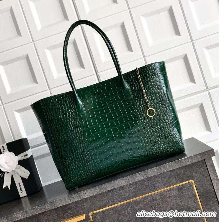 Buy Discount Chanel 26S Cerf Large Shopping Bag Crocodile Embossed Calfskin AS6244 Dark Green/Gold 2026
