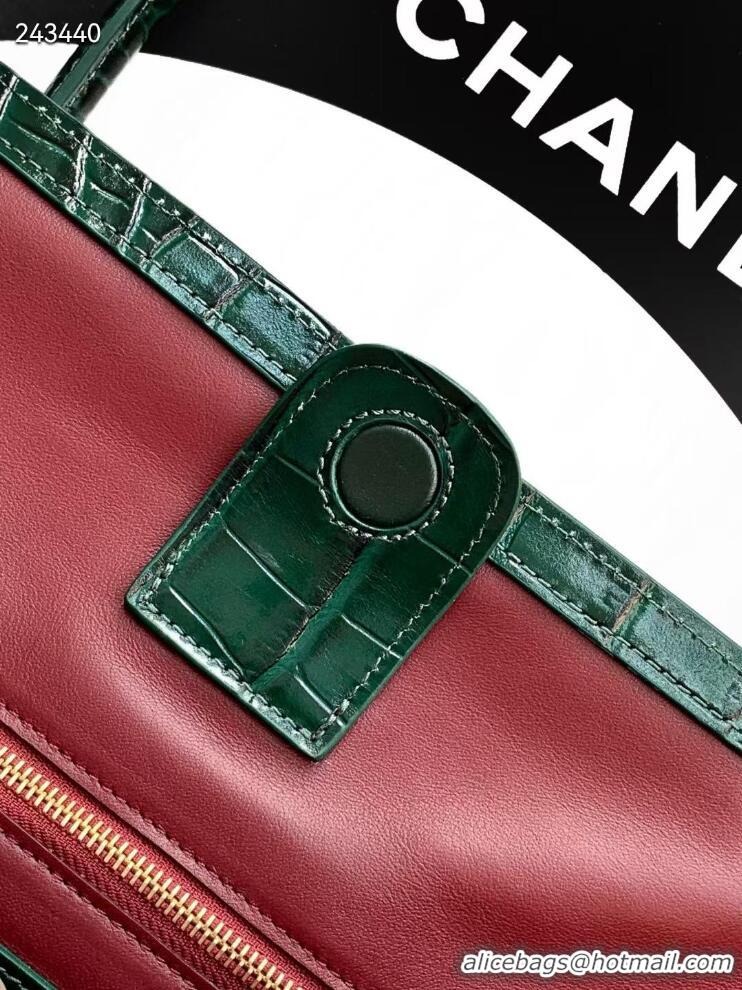 Buy Discount Chanel 26S Cerf Large Shopping Bag Crocodile Embossed Calfskin AS6244 Dark Green/Gold 2026