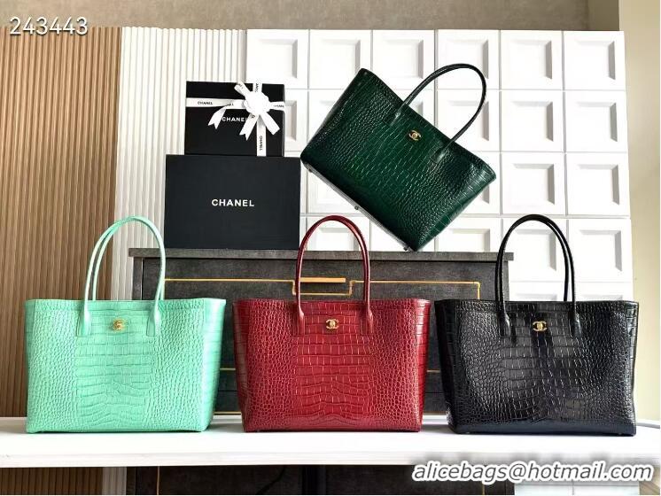 Top Quality Chanel 26S Cerf Large Shopping Bag Crocodile Embossed Calfskin AS6244 Light Green/Gold 2026
