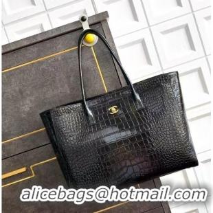 Shop Discount Chanel 26S Cerf Large Shopping Bag Crocodile Embossed Calfskin AS6244 Black/Gold 2026