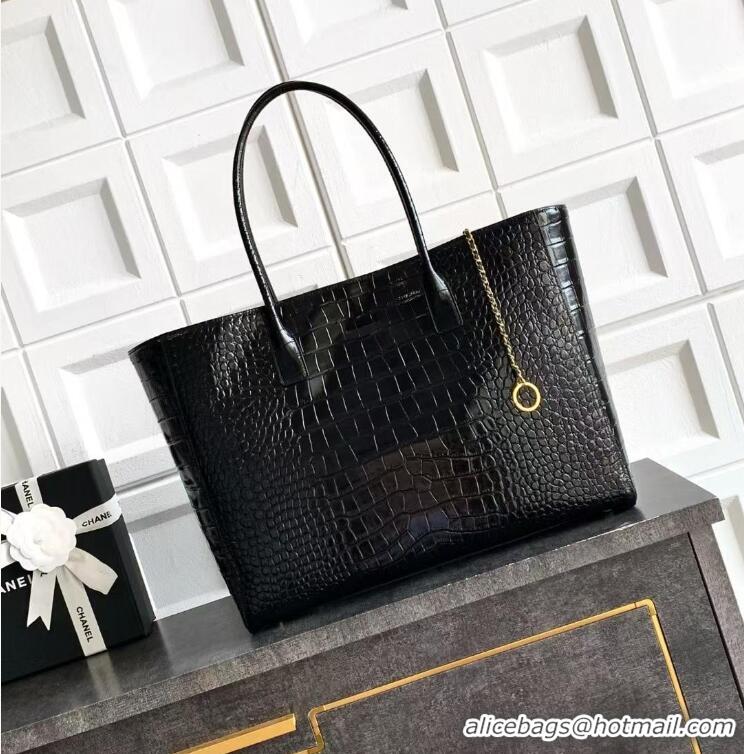 Shop Discount Chanel 26S Cerf Large Shopping Bag Crocodile Embossed Calfskin AS6244 Black/Gold 2026