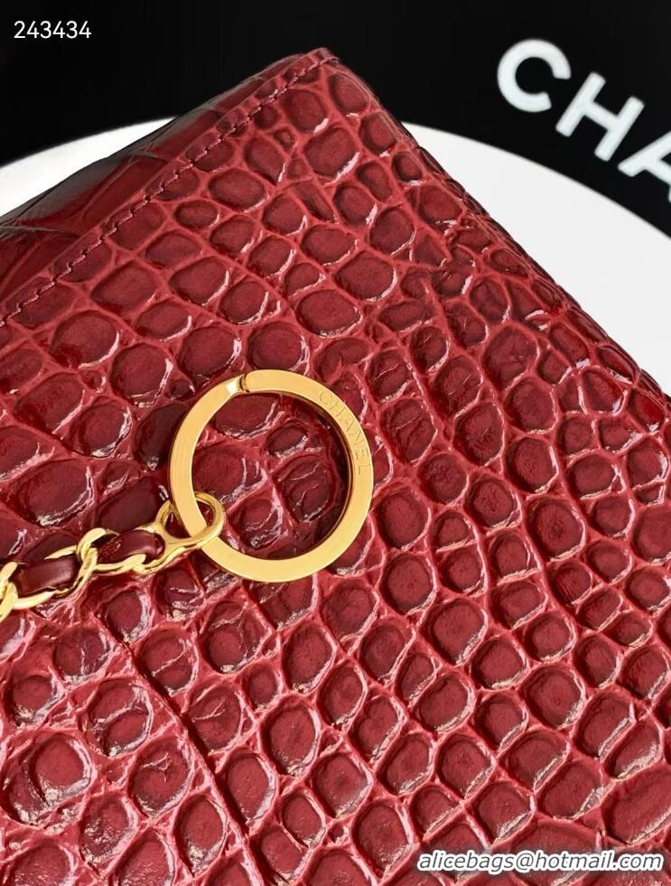 New Fashion Chanel 26S Cerf Large Shopping Bag Crocodile Embossed Calfskin AS6244 Burgundy/Gold 2026