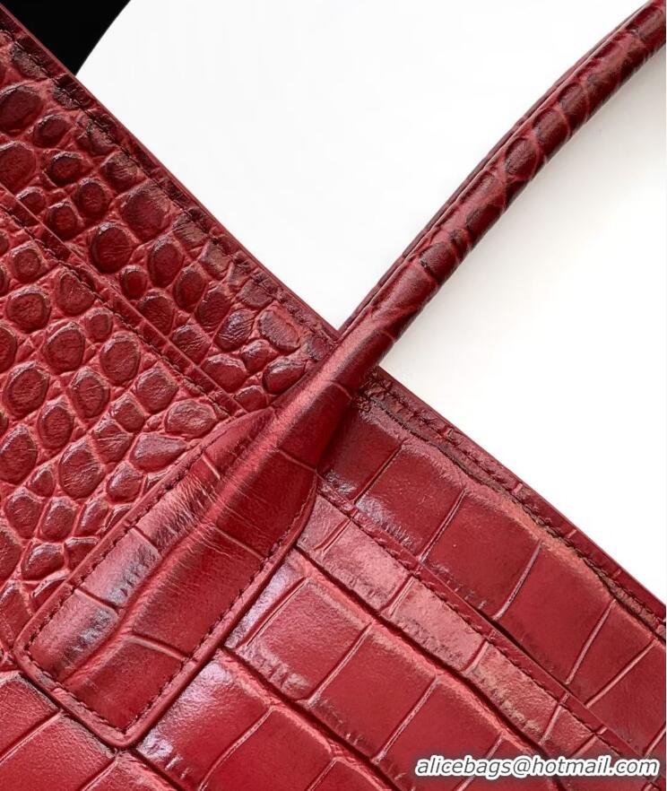New Fashion Chanel 26S Cerf Large Shopping Bag Crocodile Embossed Calfskin AS6244 Burgundy/Gold 2026