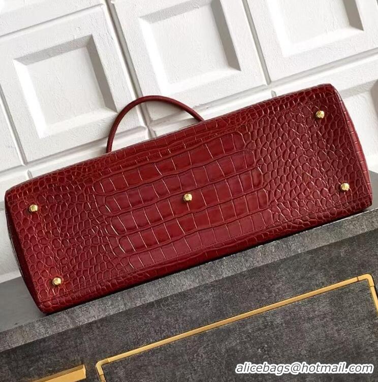 New Fashion Chanel 26S Cerf Large Shopping Bag Crocodile Embossed Calfskin AS6244 Burgundy/Gold 2026