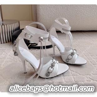 Popular Style Balenciaga Cagole High Heeled Leather Sandals White 100MM 6061202