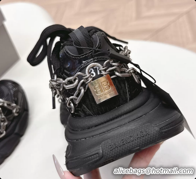 Most Popular Balenciaga Sports 3XL Chain Padlock Mesh and Leather Sneakers Black 6061203