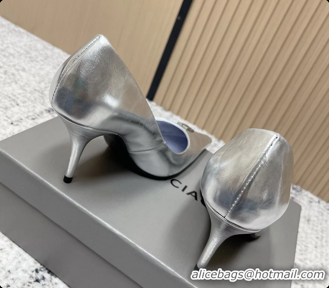 Best Product Balenciaga Avenue BB Editor Pumps Silver Calf Leather 85MM 6061205