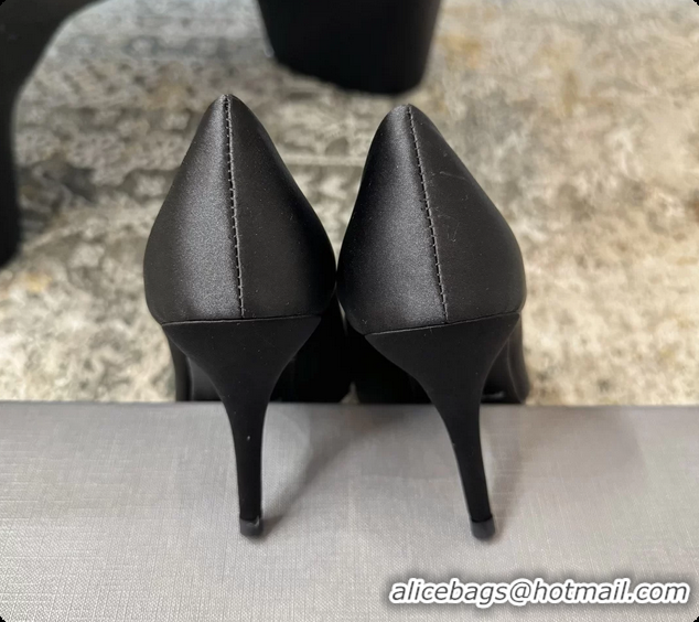 Lowest Price Balenciaga Crystal BB Knife Black Satin Pumps 75MM 6061207