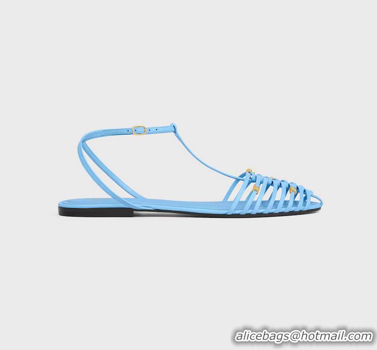 ​Top Grade Celine Cage Flat Sandal In Goatskin CE6534 Sky Blue 2026