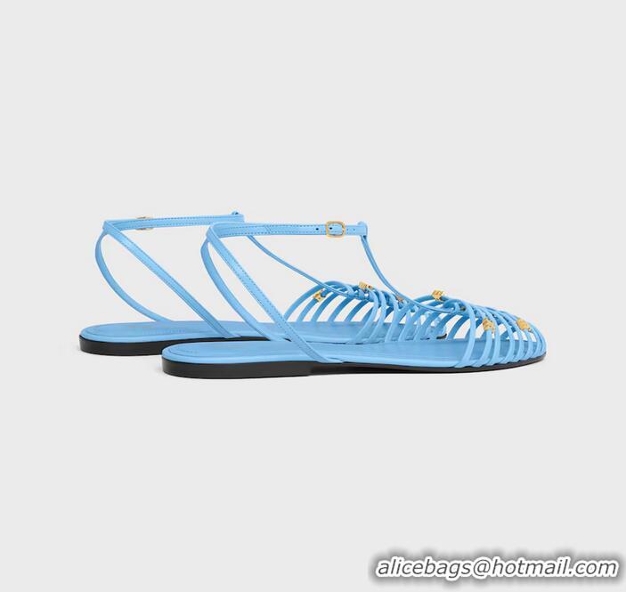 ​Top Grade Celine Cage Flat Sandal In Goatskin CE6534 Sky Blue 2026