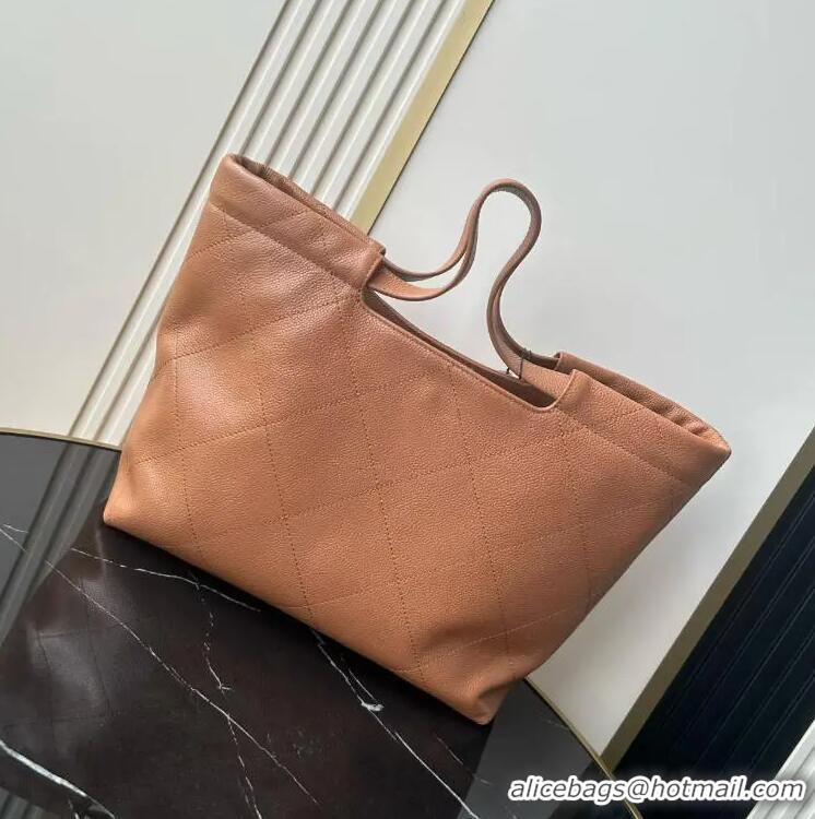 Promotional Chanel Large Shopping Tote Bag In Grained Calfskin AS6058 Brown/Gold