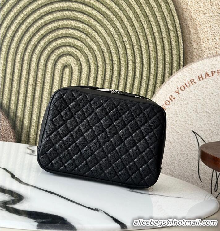 Good Cheap Chanel Caviar Quilted Pouch Cosmetic Case A31106 Black