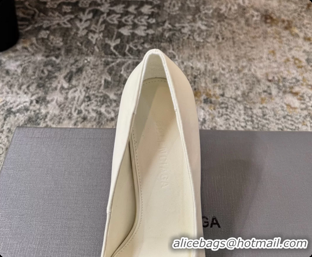 Grade Quality Balenciaga Knife BB White Leather Pumps 75MM 6061208