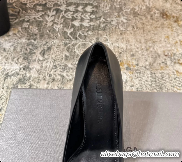 Good Quality Balenciaga Knife BB Black Leather Pumps 75MM 6061208