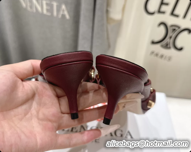 Purchase Balenciaga City Heeled Mules Burgundy Shiny Soft Calfskin Leather 50MM 6061209