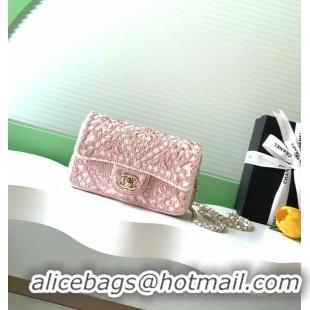 Buy Cheap Chanel 26P Knit Lace Embroidery Shoulder Bag AS4561 Pink/Gold 2026