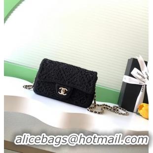 Popular Style Chanel 26P Knit Lace Embroidery Shoulder Bag AS4561 Black/Gold 2026