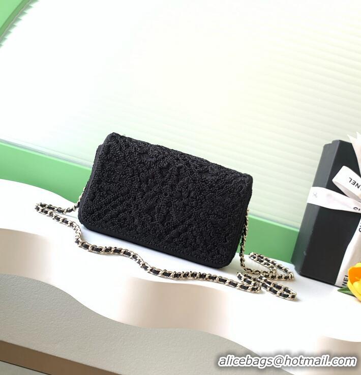 Popular Style Chanel 26P Knit Lace Embroidery Shoulder Bag AS4561 Black/Gold 2026