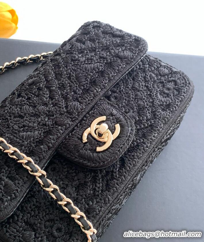 Popular Style Chanel 26P Knit Lace Embroidery Shoulder Bag AS4561 Black/Gold 2026
