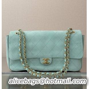Trendy Design Chanel Large Flap Handbag In Suede Calfskin AS5692 Tiffany Blue/Gold 2026