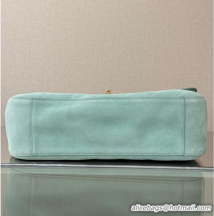 Trendy Design Chanel Large Flap Handbag In Suede Calfskin AS5692 Tiffany Blue/Gold 2026