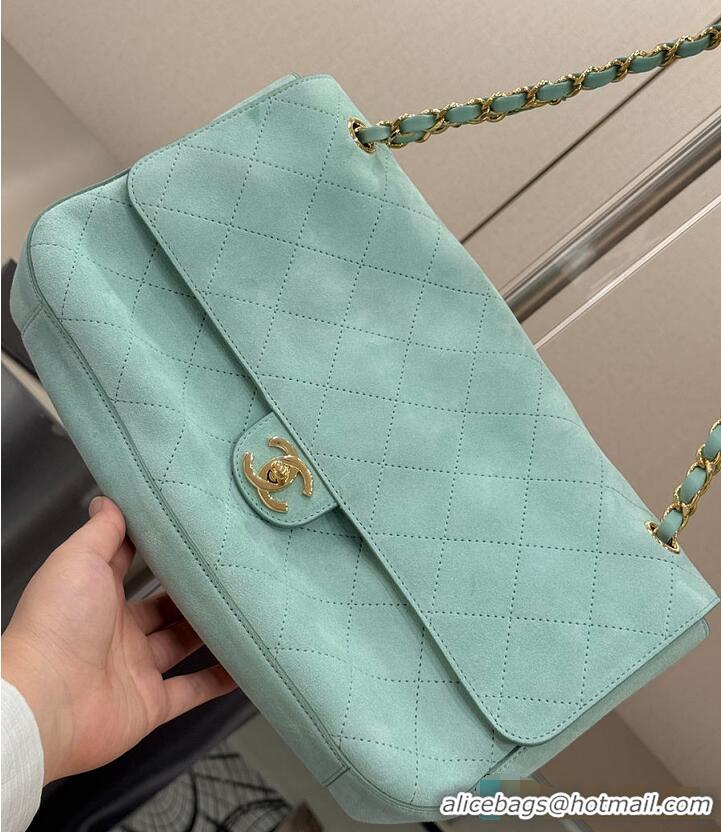 Trendy Design Chanel Large Flap Handbag In Suede Calfskin AS5692 Tiffany Blue/Gold 2026