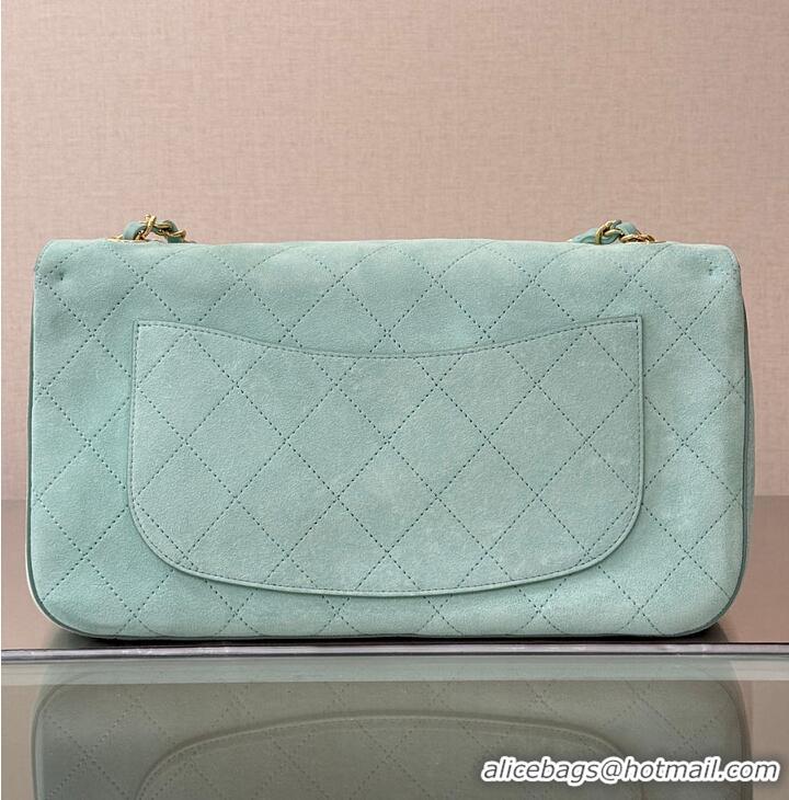 Trendy Design Chanel Large Flap Handbag In Suede Calfskin AS5692 Tiffany Blue/Gold 2026