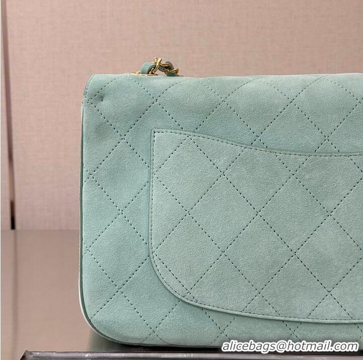 Trendy Design Chanel Large Flap Handbag In Suede Calfskin AS5692 Tiffany Blue/Gold 2026