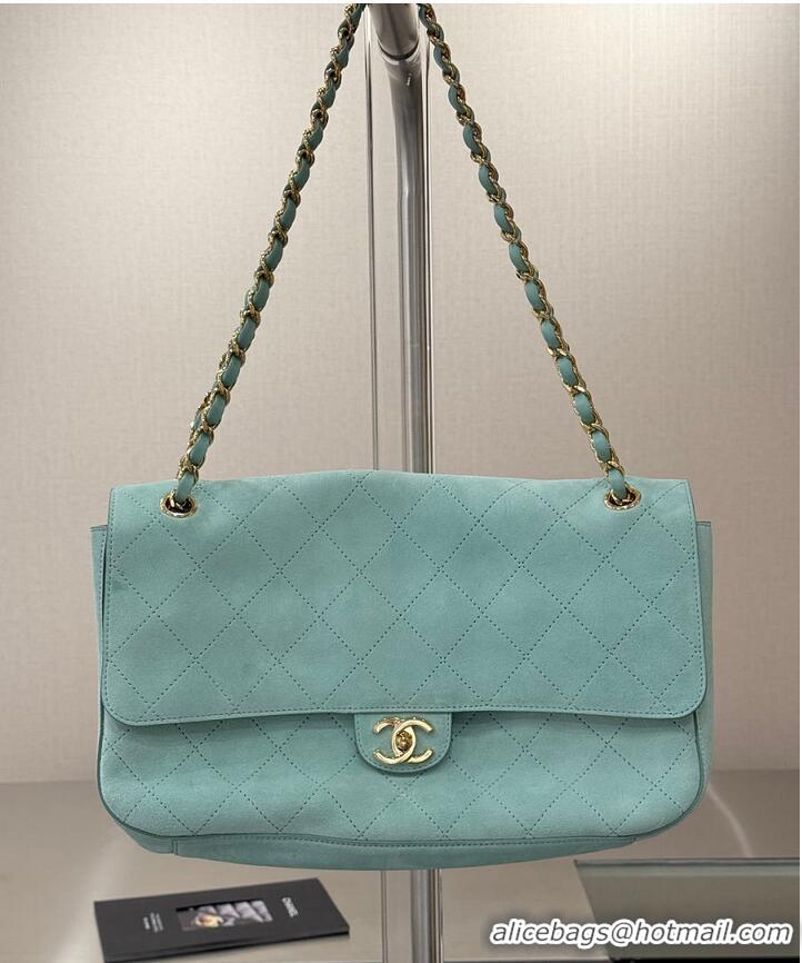 Trendy Design Chanel Large Flap Handbag In Suede Calfskin AS5692 Tiffany Blue/Gold 2026