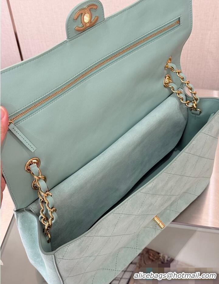 Trendy Design Chanel Large Flap Handbag In Suede Calfskin AS5692 Tiffany Blue/Gold 2026