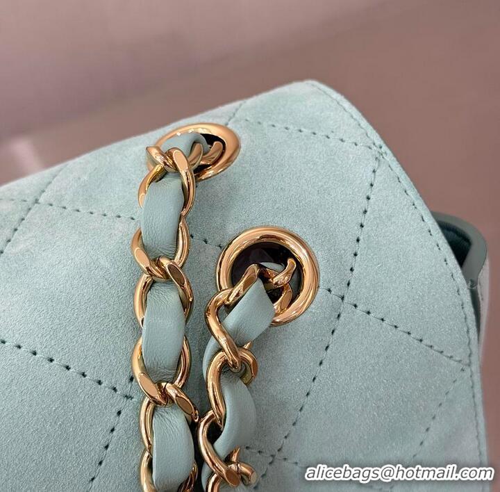 Trendy Design Chanel Large Flap Handbag In Suede Calfskin AS5692 Tiffany Blue/Gold 2026