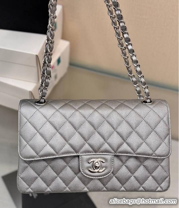 Best Product Chanel Classic Flap Bag Metallic Caviar Leather AS5695 Silver 2026
