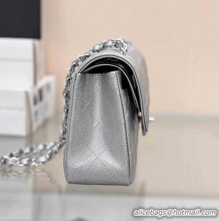 Buy Discount Chanel Classic Flap Bag Metallic Caviar Leather AS5696 Silver 2026