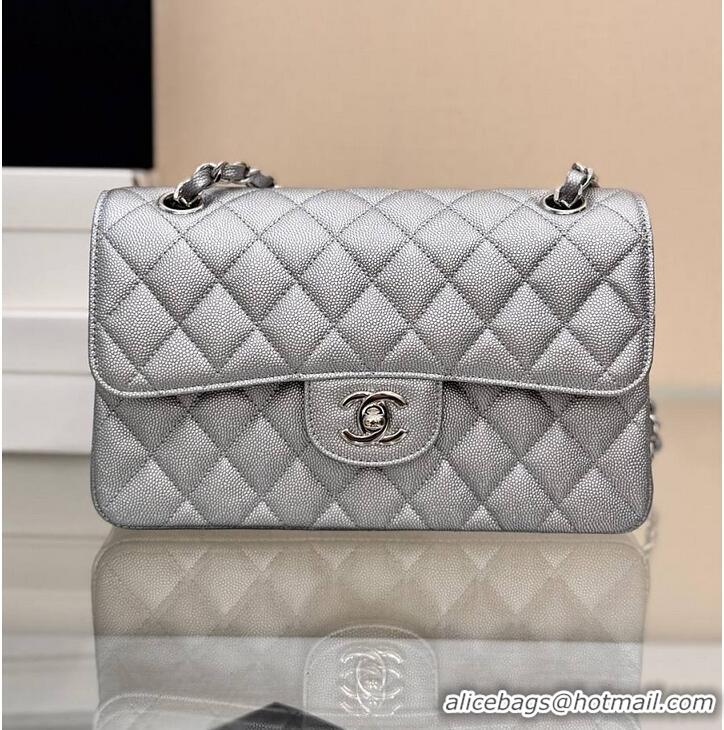 Buy Discount Chanel Classic Flap Bag Metallic Caviar Leather AS5696 Silver 2026