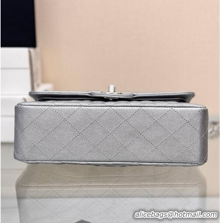 Buy Discount Chanel Classic Flap Bag Metallic Caviar Leather AS5696 Silver 2026