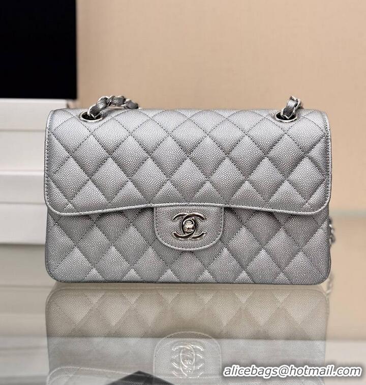 Buy Discount Chanel Classic Flap Bag Metallic Caviar Leather AS5696 Silver 2026