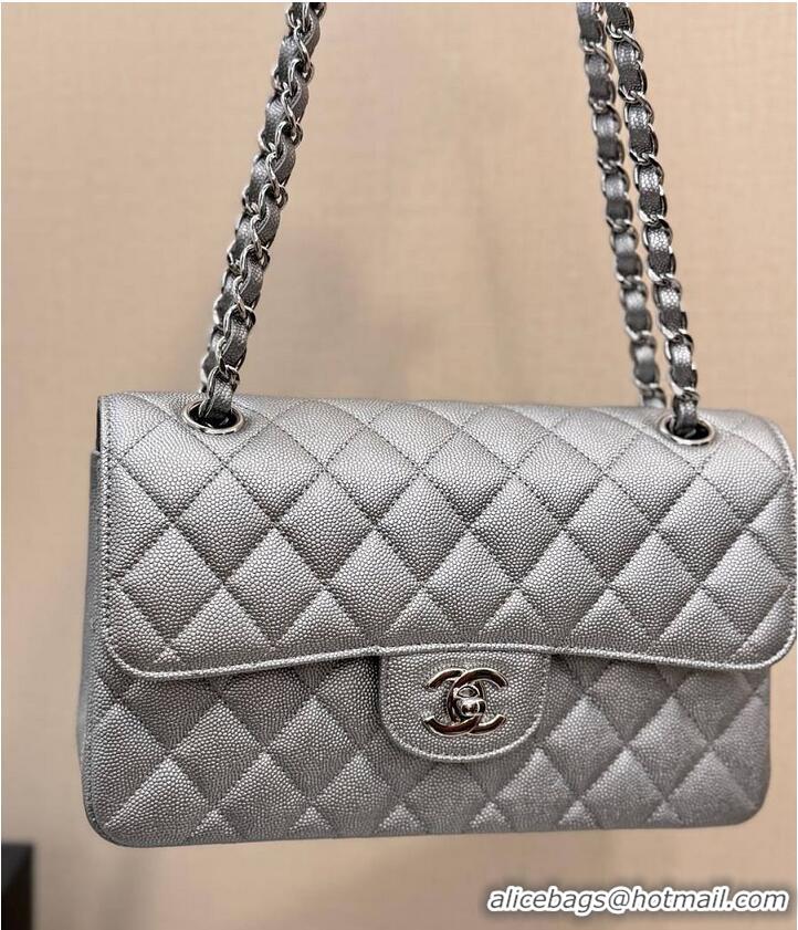 Buy Discount Chanel Classic Flap Bag Metallic Caviar Leather AS5696 Silver 2026
