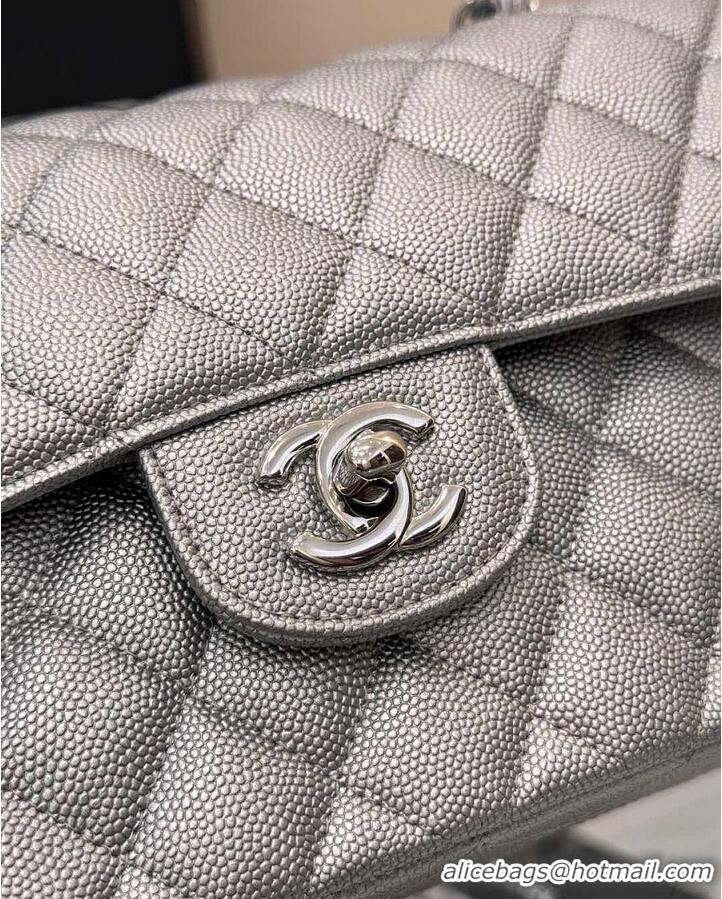 Buy Discount Chanel Classic Flap Bag Metallic Caviar Leather AS5696 Silver 2026