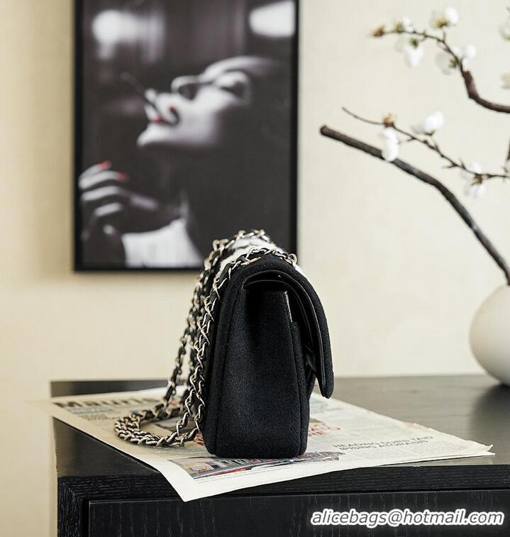 Famous Brand Chanel Classic Flap Bag Embroidered Feather Tweed/Wool AS5693 Black/White 2026