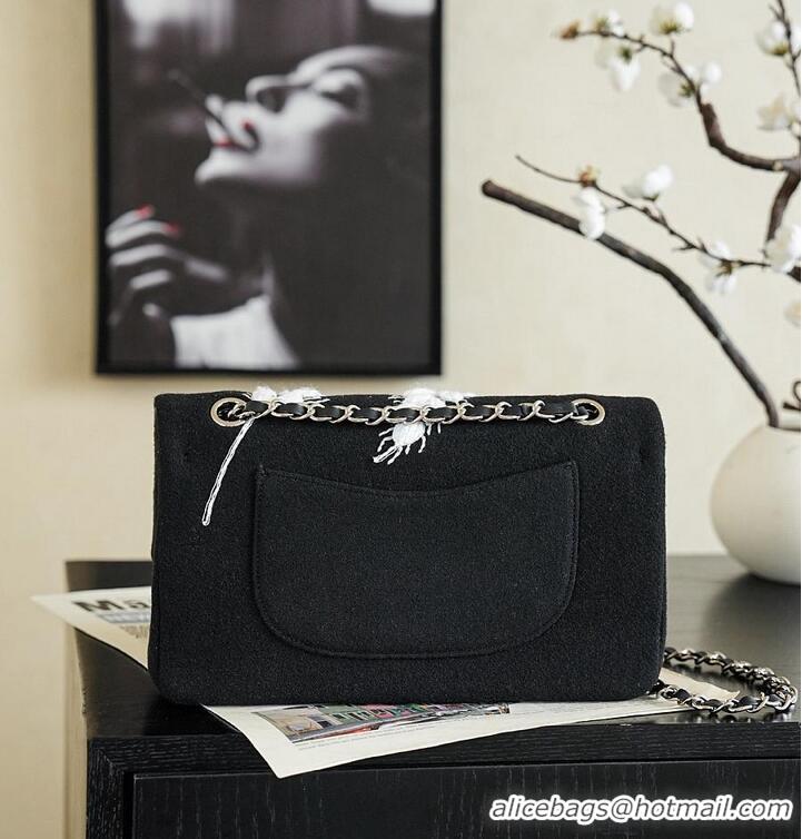 Famous Brand Chanel Classic Flap Bag Embroidered Feather Tweed/Wool AS5693 Black/White 2026