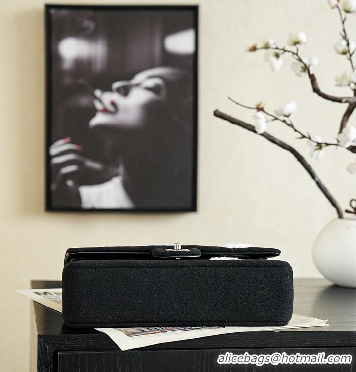 Famous Brand Chanel Classic Flap Bag Embroidered Feather Tweed/Wool AS5693 Black/White 2026