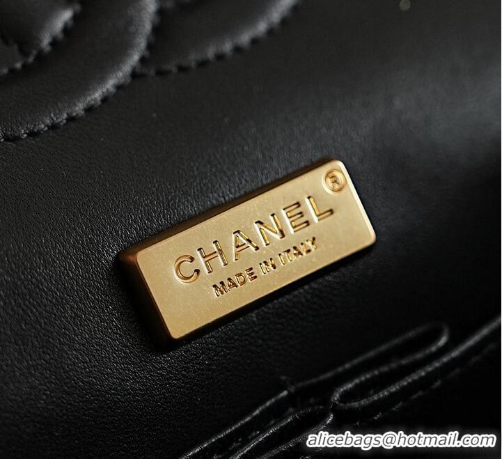 Most Popular Chanel  Metiers D'art Classic 11.12 Handbag Embroidered Denim With Glass Beads And Strass & Gold AS5698 Bla