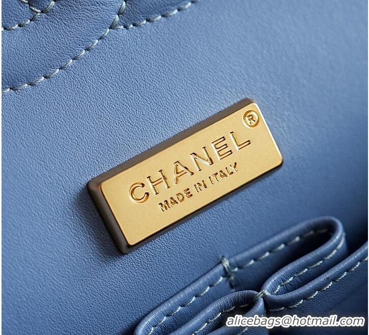 Shop Best Chanel Métiers D'art Classic 11.12 Handbag Embroidered Denim With Glass Beads With Strass & Gold AS5698 Blue/G